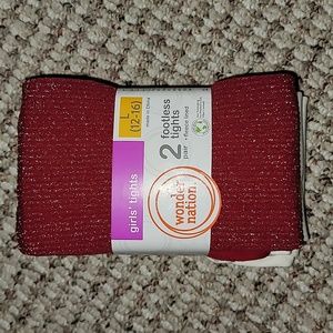 2 Pair Girls Tights Footless Fleece Lined Size L